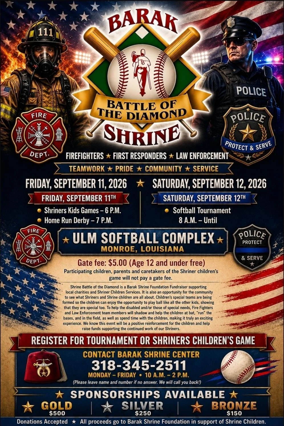 Battle of the Diamond event flyer with schedule and location details