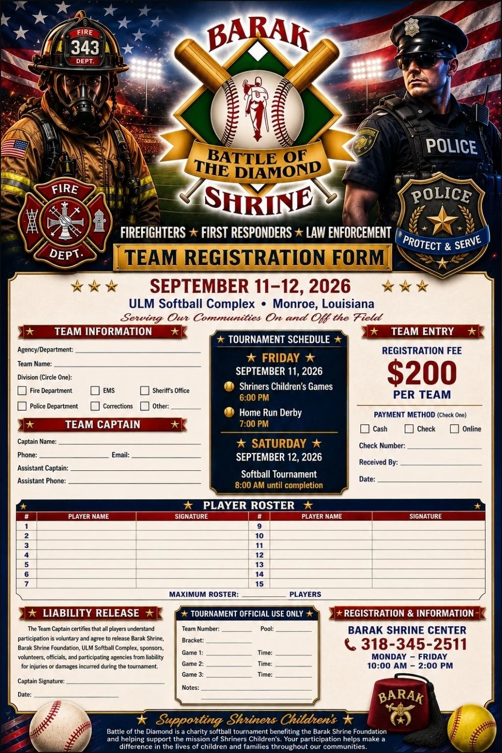 Battle of the Diamond team registration form
